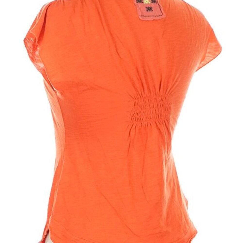 Free People Vintage Y2K Orange Embroidered Shirt Top Size Medium - Picture 9 of 11